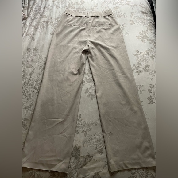 Abercrombie Sloane Tailored Wide Leg Trouser Pants Small Beige Cream Office Chic - Picture 3 of 10